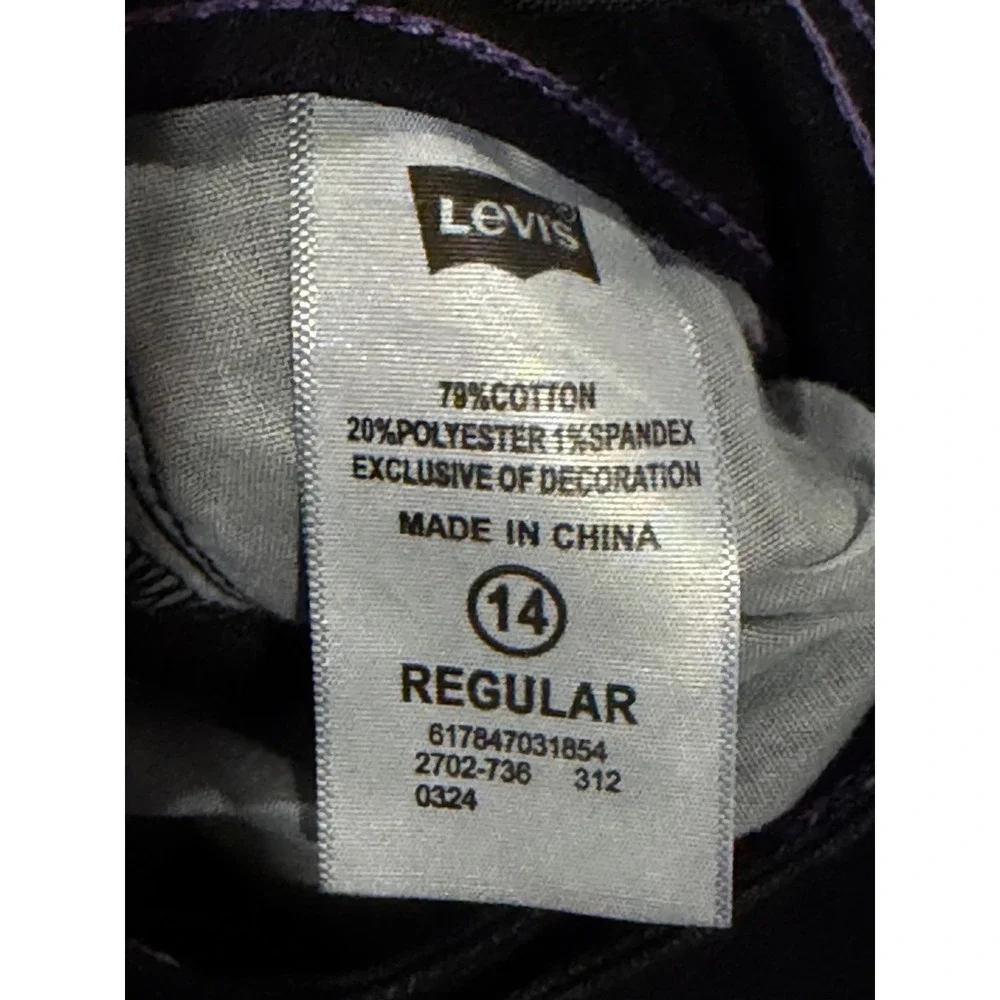 Levis Girls Black Denim Leggings Skinny Fit Stretch 5 Pockets Sz 14‎ Kids Wear